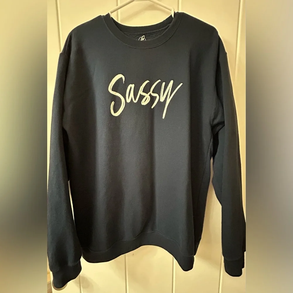2/30$ ๐๏ธ SASSY Navy Sweatshirt - Picture 3 of 6